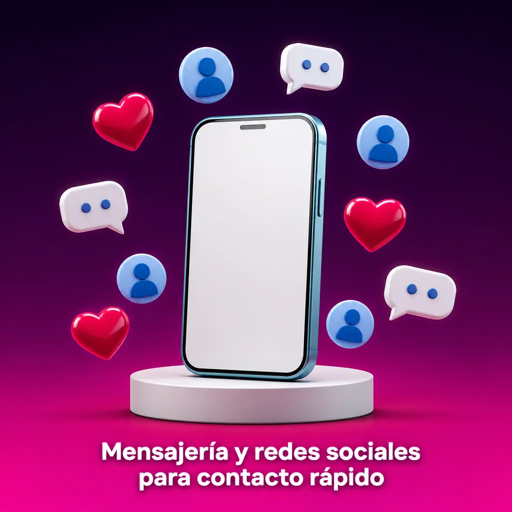 Iconos de WhatsApp, Telegram y Messenger para contacto rápido y orientación segura en canales oficiales de Maggico